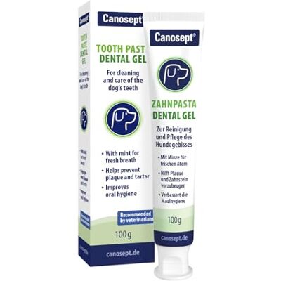 Canosept Dog Toothpaste - Dental Gel - Supports plaque removal - Prevents tartar, cavities, bad breath - Suitable from 4 months Canosept Dog Toothpaste - Dental Gel - Supports plaque removal - Prevents tartar, cavities, bad breath - Suitable from 4 months