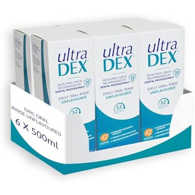 UltraDEX Daily Oral Rinse Original, 6 x 500ml, Clear 12 Hour Fresh Breath Mouthwash Alcohol Free Vegan-Friendly Whitening Mouth Wash. Teeth Stain Remover Halitosis Treatment UltraDEX Daily Oral Rinse Original, 6 x 500ml, Clear 12 Hour Fresh Breath Mouthwash Alcohol Free Vegan-Friendly Whitening Mouth Wash. Teeth Stain Remover Halitosis Treatment