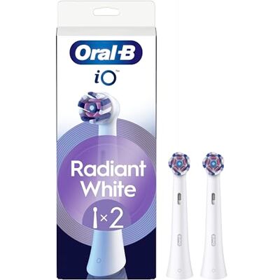 Oral-B iO Series Radiant White Replacement Brush Heads, 2 Count Original Round Heads, Angled Bristles, Deep Plaque Removal, Polishing Petals for Teeth Whitening, Oral-B iO Series Radiant White Replacement Brush Heads, 2 Count Original Round Heads, Angled Bristles, Deep Plaque Removal, Polishing Petals for Teeth Whitening,