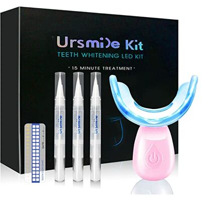 HIYAA 16 LED Teeth Whitening Kit with 3 Gel Refills, Pink Tray Sensitivity Free Whitener for Home & Travel HIYAA 16 LED Teeth Whitening Kit with 3 Gel Refills, Pink Tray Sensitivity Free Whitener for Home & Travel