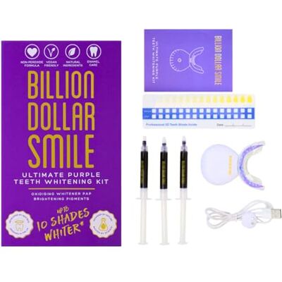 Billion LED Teeth Whitening Kit Ultimate Purple Pap Peroxide Free Teeth Whitening Solution Fast Results Up to 10 Shades Lighter (Complete Kit) Billion LED Teeth Whitening Kit Ultimate Purple Pap Peroxide Free Teeth Whitening Solution Fast Results Up to 10 Shades Lighter (Complete Kit)