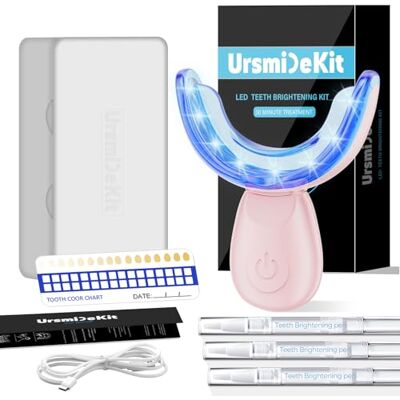 Woobroo Revolutionary Teeth Whitening Kit, 16X Dual LED Lights, Enamel Safe IPX 7 Waterproof & 3 Teeth Whitening Pens Non Sensitivity Formula, Removes Stains from Coffee, Tea & Smoking (Pink) Woobroo Revolutionary Teeth Whitening Kit, 16X Dual LED Lights, Enamel Safe IPX 7 Waterproof & 3 Teeth Whitening Pens Non Sensitivity Formula, Removes Stains from Coffee, Tea & Smoking (Pink)