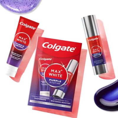 Colgate Max White Purple Routine Teeth Whitening Kit Includes Purple Reveal Toothpaste 75ml and Purple Serum 40ml Colgate Max White Purple Routine Teeth Whitening Kit Includes Purple Reveal Toothpaste 75ml and Purple Serum 40ml