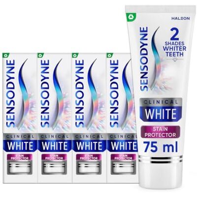 Sensodyne Clinical White Stain Protector 4 x 75 ml Clinically Proven to Relieve Dental Sensitivity Stain Shield Teeth 2 Shades Whiter** Mint Sensodyne Clinical White Stain Protector 4 x 75 ml Clinically Proven to Relieve Dental Sensitivity Stain Shield Teeth 2 Shades Whiter** Mint