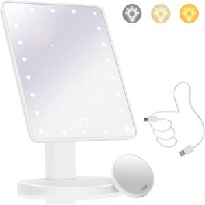 Woobroo Makeup Vanity Mirror with Lights and 22 LED Lighted Makeup Mirror, Detachable 10X Magnification, Adjustable Dimming Touch Sensor, Dual Power Supply, 270° Rotation, Portable Cosmetic Mirror White Woobroo Makeup Vanity Mirror with Lights and 22 LED Lighted Makeup Mirror, Detachable 10X Magnification, Adjustable Dimming Touch Sensor, Dual Power Supply, 270° Rotation, Portable Cosmetic Mirror White