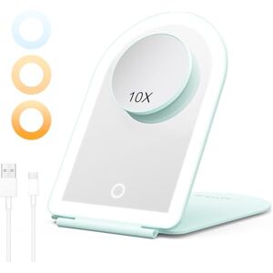 BESTOPE PRO Illuminated Makeup Mirror with 3 Colour Temperatures, 10x Magnification & USB-C Charge, Portable, 1500 mAh Battery, 3 Hours Running Time, Green BESTOPE PRO Illuminated Makeup Mirror with 3 Colour Temperatures, 10x Magnification & USB-C Charge, Portable, 1500 mAh Battery, 3 Hours Running Time, Green