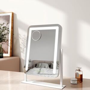 EMKE Hollywood Makeup Mirror with Lights, 35 x 46 cm Small Lighted Vanity Mirror with 360°Rotation 3 Color Lighting Modes, 7X Magnifying Hollywood Mirror with Dimmable Strip Light, White EMKE Hollywood Makeup Mirror with Lights, 35 x 46 cm Small Lighted Vanity Mirror with 360°Rotation 3 Color Lighting Modes, 7X Magnifying Hollywood Mirror with Dimmable Strip Light, White