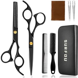 SURFOU Hair Scissors Set 6.7 Inch Hairdressing Scissors Professional Hair Scissors 2 Stainless Steel Sharp Thinning Scissors Precise Haircuts SURFOU Hair Scissors Set 6.7 Inch Hairdressing Scissors Professional Hair Scissors 2 Stainless Steel Sharp Thinning Scissors Precise Haircuts