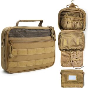 SMONT Tactical Toiletry Bag for Men, 9.5" Hanging Dopp Kit Shaving Hygiene Bag for Traveling Bathroom, Brown, Multifunctional SMONT Tactical Toiletry Bag for Men, 9.5" Hanging Dopp Kit Shaving Hygiene Bag for Traveling Bathroom, Brown, Multifunctional