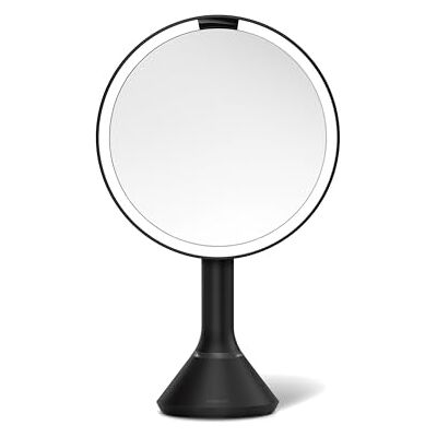 simplehuman Sensor Mirror One, Round Makeup Mirror with Lights, Matte Black Tru-Lux® Full-Spectrum LED Light, 5x Magnification, Dual Light Settings, Adjustable Brightness simplehuman Sensor Mirror One, Round Makeup Mirror with Lights, Matte Black Tru-Lux® Full-Spectrum LED Light, 5x Magnification, Dual Light Settings, Adjustable Brightness