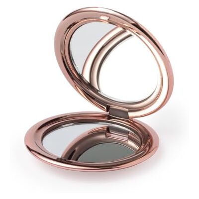 eBuyGB Rose Gold Metallic Compact Makeup Mirror, Small 1X/2X Magnifying Round Double Sided Pocket Mirror, Portable Folding Mirror for Travel, Birthday eBuyGB Rose Gold Metallic Compact Makeup Mirror, Small 1X/2X Magnifying Round Double Sided Pocket Mirror, Portable Folding Mirror for Travel, Birthday