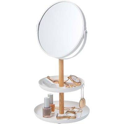 YAMAZAKI TOSCA MAKEUP MIRROR WITH ACCESSORY TRAY WH,White YAMAZAKI TOSCA MAKEUP MIRROR WITH ACCESSORY TRAY WH,White