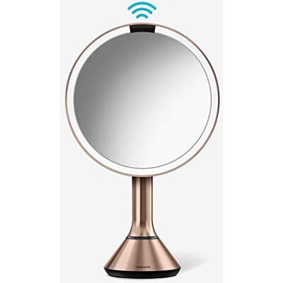 simplehuman Sensor Mirror One, Round Makeup Mirror with Lights, Rose Gold Tru-Lux® Full-Spectrum LED Light, 5x Magnification, Dual Light Settings, Adjustable Brightness simplehuman Sensor Mirror One, Round Makeup Mirror with Lights, Rose Gold Tru-Lux® Full-Spectrum LED Light, 5x Magnification, Dual Light Settings, Adjustable Brightness