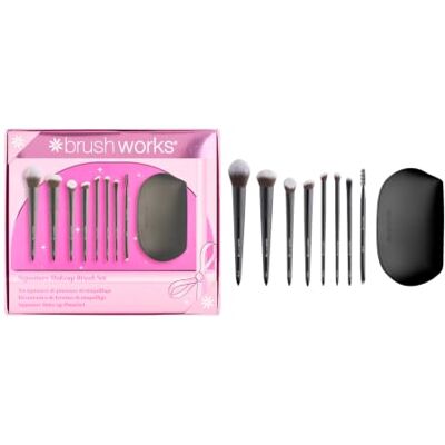 Brushworks Signature Makeup Brush Set Everyday Makeup Essentials, 8 Brushes & 1 Makeup Bag, Face & Eye Makeup Brushes, Super Soft Synthetic Bristles, Perfect Beginner & Gift Set Brushworks Signature Makeup Brush Set Everyday Makeup Essentials, 8 Brushes & 1 Makeup Bag, Face & Eye Makeup Brushes, Super Soft Synthetic Bristles, Perfect Beginner & Gift Set