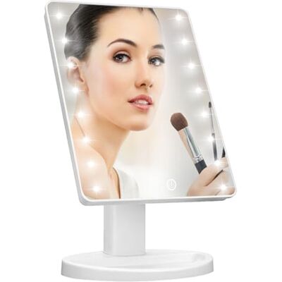 Vivo Technologies 16 LED Touch Vanity Makeup Mirror – Portable Tabletop Cosmetic Light with Tray, 180° Swivel Rotation, Touch Control, White – UK Plug Vivo Technologies 16 LED Touch Vanity Makeup Mirror – Portable Tabletop Cosmetic Light with Tray, 180° Swivel Rotation, Touch Control, White – UK Plug