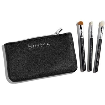Glam and Go Mini Eye Brush Set by SIGMA for Women 4 Pc Blending Mini Brush E25, Eye Shading E55, Pencil E30, Beauty Bag Glam and Go Mini Eye Brush Set by SIGMA for Women 4 Pc Blending Mini Brush E25, Eye Shading E55, Pencil E30, Beauty Bag