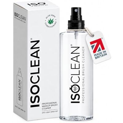 Isoclean Makeup Brush Cleaner Spray Top, 275ml Gentle Daily Use Solution, Dries in 60 Seconds, Aloe Vera Enriched, Reduces Product Buildup, Improves Application Isoclean Makeup Brush Cleaner Spray Top, 275ml Gentle Daily Use Solution, Dries in 60 Seconds, Aloe Vera Enriched, Reduces Product Buildup, Improves Application