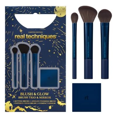 REAL TECHNIQUES 4-Piece Blush & Glow Brush Trio & Mirror Sculpting & Defining Makeup Tools Limited Edition Holiday Gift Set REAL TECHNIQUES 4-Piece Blush & Glow Brush Trio & Mirror Sculpting & Defining Makeup Tools Limited Edition Holiday Gift Set