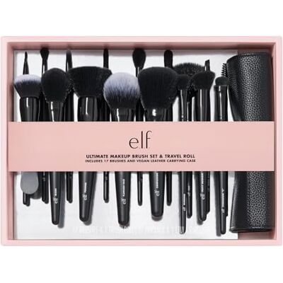 e.l.f. Ultimate Makeup Brush Set & Travel Roll, 17-Piece Brush Kit, Brushes For Eyeshadow, Foundation, Powder, Concealer & more, Vegan & Cruelty-free e.l.f. Ultimate Makeup Brush Set & Travel Roll, 17-Piece Brush Kit, Brushes For Eyeshadow, Foundation, Powder, Concealer & more, Vegan & Cruelty-free