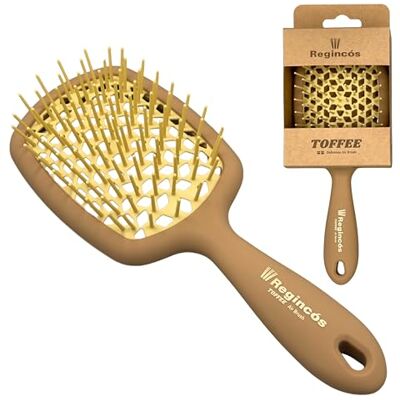 Regincós Toffee Hair Brush Flexible Anti-Tangling Detangles Dry and Wet Hair Soft touch Brown Beige Regincós Toffee Hair Brush Flexible Anti-Tangling Detangles Dry and Wet Hair Soft touch Brown Beige