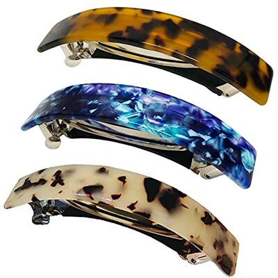 HYFEEL Large French Barrettes for Women Fine Thick Hair, Classic Tortoise Shell Hair Clips Wide Curved Celluloid Ponytail Holder Clamp Fashion Hair Accessories Automatic Clasp Hairgrips 3 Pack HYFEEL Large French Barrettes for Women Fine Thick Hair, Classic Tortoise Shell Hair Clips Wide Curved Celluloid Ponytail Holder Clamp Fashion Hair Accessories Automatic Clasp Hairgrips 3 Pack