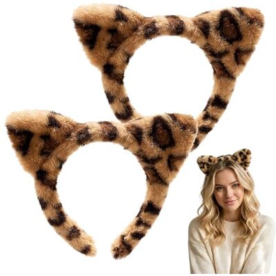 Admygo 2 Pack Brown Leopard Cat Ears Headband for Women, Soft Cloth Leopard Print Headband, Cute Plush Hair Hoop Hair Accessories for Daily Face Wash, Makeup, Party, Cosplay and Photography Admygo 2 Pack Brown Leopard Cat Ears Headband for Women, Soft Cloth Leopard Print Headband, Cute Plush Hair Hoop Hair Accessories for Daily Face Wash, Makeup, Party, Cosplay and Photography