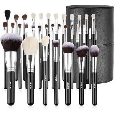 VEVOR 34-Piece Makeup Brush Set, Professional Brushes Kit for Foundation Blending Eyeshadow Concealer Blush with Soft Bristles, Ergonomic Wood Handle, Travel-Friendly Case Included VEVOR 34-Piece Makeup Brush Set, Professional Brushes Kit for Foundation Blending Eyeshadow Concealer Blush with Soft Bristles, Ergonomic Wood Handle, Travel-Friendly Case Included
