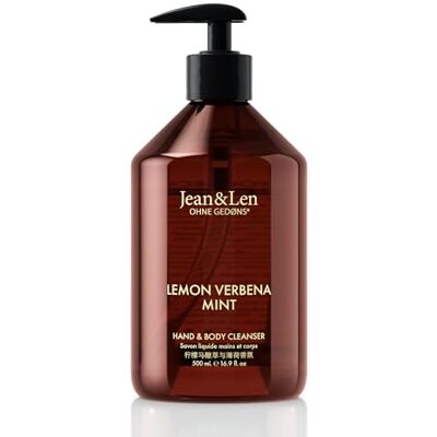 Jean & Len Hand and Body Cleanser Lemon Verbena and Mint, for a fragrant cleansing experience, body and hand soap in a minimalistic bottle, refreshing scent, vegan, 500 ml Jean & Len Hand and Body Cleanser Lemon Verbena and Mint, for a fragrant cleansing experience, body and hand soap in a minimalistic bottle, refreshing scent, vegan, 500 ml