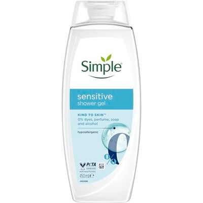 Simple Kind to Skin Sensitive Shower Gel ultra-gentle & hypoallergenic body wash for sensitive skin 6x 450 ml Simple Kind to Skin Sensitive Shower Gel ultra-gentle & hypoallergenic body wash for sensitive skin 6x 450 ml