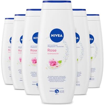 NIVEA Rose and Almond Oil Soft Care Shower Cream, (6 x 250 ml) Moisturising Body Wash with Almond Oil, Skin Protecting Formula with Vitamins C and E, Delicate Rose Scent, Gentle Care NIVEA Rose and Almond Oil Soft Care Shower Cream, (6 x 250 ml) Moisturising Body Wash with Almond Oil, Skin Protecting Formula with Vitamins C and E, Delicate Rose Scent, Gentle Care