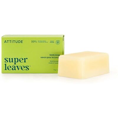 BIO SPECTRA ATTITUDE ATTITUDE Body Soap Bar, Made in Canada, Natural Origin, Protects and Softens Dry Skin, Watercress, Indian Cress & Olive Oil, EWG Verified & Vegan, Pear & Amber, 113 g BIO SPECTRA ATTITUDE ATTITUDE Body Soap Bar, Made in Canada, Natural Origin, Protects and Softens Dry Skin, Watercress, Indian Cress & Olive Oil, EWG Verified & Vegan, Pear & Amber, 113 g