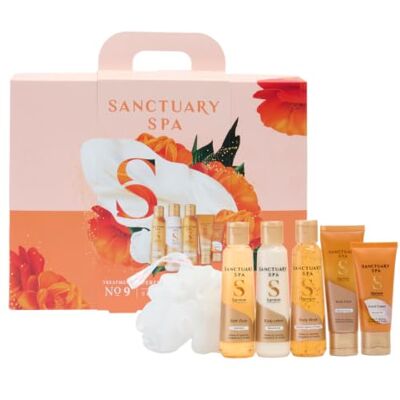 SANCTUARY Spa Signature Perfect Pamper Parcel Gift Set for Women, Body Wash, Bath Float, Body Scrub, Body Lotion, Hand Cream & Body Puff, Luxury Bath & Body Collection SANCTUARY Spa Signature Perfect Pamper Parcel Gift Set for Women, Body Wash, Bath Float, Body Scrub, Body Lotion, Hand Cream & Body Puff, Luxury Bath & Body Collection