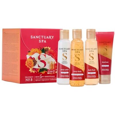 SANCTUARY Spa Spiced Signature Mini Spa Essentials Gift Set, Christmas Fragrance, Body Wash, Body Scrub, Bath Float & Body Lotion, Vegan Pamper Gift Set for Women SANCTUARY Spa Spiced Signature Mini Spa Essentials Gift Set, Christmas Fragrance, Body Wash, Body Scrub, Bath Float & Body Lotion, Vegan Pamper Gift Set for Women