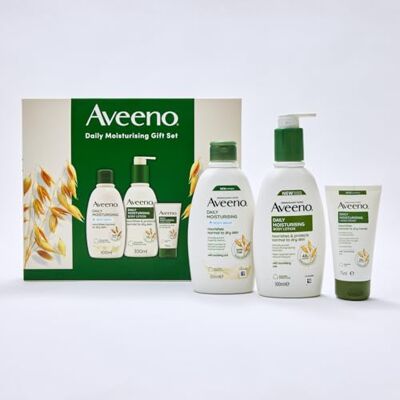 Aveeno Daily Moisturising Gift Set for Normal to Dry Skin, with Soothing Oat Extract, Body Wash 300ml + Body Lotion 300ml + Hand Cream 75ml, Pack of 3 Aveeno Daily Moisturising Gift Set for Normal to Dry Skin, with Soothing Oat Extract, Body Wash 300ml + Body Lotion 300ml + Hand Cream 75ml, Pack of 3