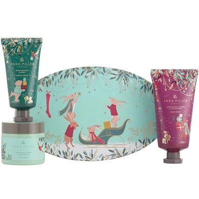 Sara Miller London Hand Cream 50ml, Cuticle Cream 50ml, Hand Scrub 50g In Oval Tin, Moisturiser, Shea Butter, Argan Oil, Travel Size, Vegan and Cruelty Free, Beauty Gift, Christmas Stocking Filler Sara Miller London Hand Cream 50ml, Cuticle Cream 50ml, Hand Scrub 50g In Oval Tin, Moisturiser, Shea Butter, Argan Oil, Travel Size, Vegan and Cruelty Free, Beauty Gift, Christmas Stocking Filler
