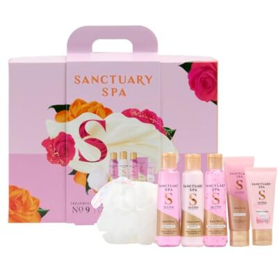 SANCTUARY Spa Lily & Rose Perfect Pamper Parcel Gift Set for Women, Body Wash, Bath Float, Body Scrub, Body Lotion, Hand Cream & Body Puff, Floral Bath & Body Collection SANCTUARY Spa Lily & Rose Perfect Pamper Parcel Gift Set for Women, Body Wash, Bath Float, Body Scrub, Body Lotion, Hand Cream & Body Puff, Floral Bath & Body Collection