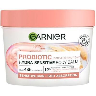 Garnier Body Balm Probiotic Hydra-Sensitive Skin Shea Butter 380ml With Shea Butter, Deep 48H Hydration, For Sensitive Skin, Probiotic Formula, Vegan and Cruelty Free Garnier Body Balm Probiotic Hydra-Sensitive Skin Shea Butter 380ml With Shea Butter, Deep 48H Hydration, For Sensitive Skin, Probiotic Formula, Vegan and Cruelty Free