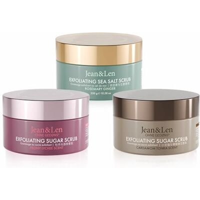 Jean & Len Body Scrub Set Salt & Sugar, 3 fragrances, 3 x 200 ml Jean & Len Body Scrub Set Salt & Sugar, 3 fragrances, 3 x 200 ml