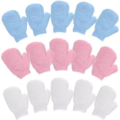 Admygo 30 pcs Exfoliating Gloves, Exfoliating Wash Gloves, Shower Scrub Gloves Away Ingrown Hair and Dead Skin for Shower, Spa, Massage and Dead Skin Cell Remover Loofah Pink + Blue + White (15 Pairs) Admygo 30 pcs Exfoliating Gloves, Exfoliating Wash Gloves, Shower Scrub Gloves Away Ingrown Hair and Dead Skin for Shower, Spa, Massage and Dead Skin Cell Remover Loofah Pink + Blue + White (15 Pairs)