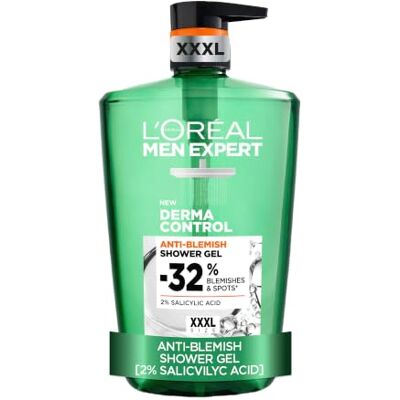 L’Oréal Paris men expert L'Oréal Men's Shower Gel, Men Expert Derma Control Anti-Blemish Body Wash 1L Pump, Prevents Spots & Reduces Blemishes, Dermatologically Tested for Sensitive Skin, XXL Size L’Oréal Paris men expert L'Oréal Men's Shower Gel, Men Expert Derma Control Anti-Blemish Body Wash 1L Pump, Prevents Spots & Reduces Blemishes, Dermatologically Tested for Sensitive Skin, XXL Size