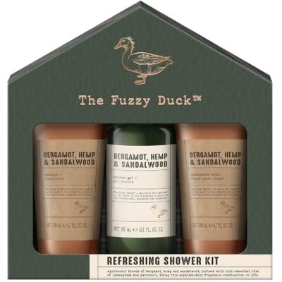 Baylis & Harding The Fuzzy Duck Mens Refreshing Shower Kit Gift Set 1 Pack Bergamot, Hemp & Sandalwood, Vegan Friendly Baylis & Harding The Fuzzy Duck Mens Refreshing Shower Kit Gift Set 1 Pack Bergamot, Hemp & Sandalwood, Vegan Friendly