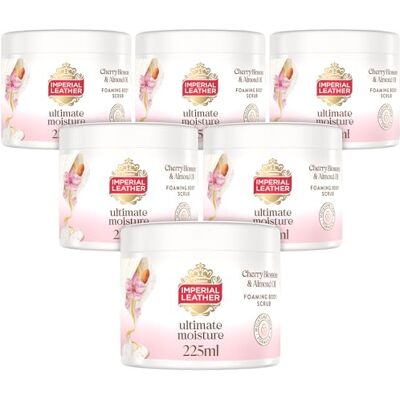 Imperial Leather Ultimate Moisture Cherry Blossom & Almond Oil Foaming Exfoliating Body Scrub, Ultra Rich Lather, Suitable for Sensitive Skin Vegan & Cruelty Free (225ml), Multipack 6 x 225ml Imperial Leather Ultimate Moisture Cherry Blossom & Almond Oil Foaming Exfoliating Body Scrub, Ultra Rich Lather, Suitable for Sensitive Skin Vegan & Cruelty Free (225ml), Multipack 6 x 225ml