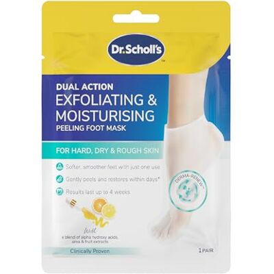 Dr. Scholl's Rough, Dry Skin Ultra Exfoliating Foot Peeling Mask, Moisturizing Socks Gently Peels and Softens, with Urea, Dry Skin Callus Remover for Feet 1 Pair Dr. Scholl's Rough, Dry Skin Ultra Exfoliating Foot Peeling Mask, Moisturizing Socks Gently Peels and Softens, with Urea, Dry Skin Callus Remover for Feet 1 Pair
