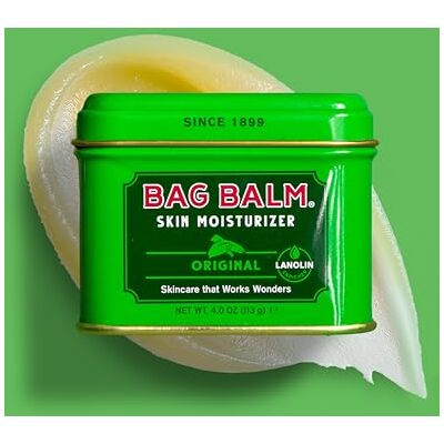 Bag Balm Original Moisturiser For Dry, Distressed Skin All-Purpose Hydrating Balm Soothes & Heals Cracked Hands, Split Heels, Cuticles In Winter Lanolin-enriched, Paraben-free (113g) Bag Balm Original Moisturiser For Dry, Distressed Skin All-Purpose Hydrating Balm Soothes & Heals Cracked Hands, Split Heels, Cuticles In Winter Lanolin-enriched, Paraben-free (113g)