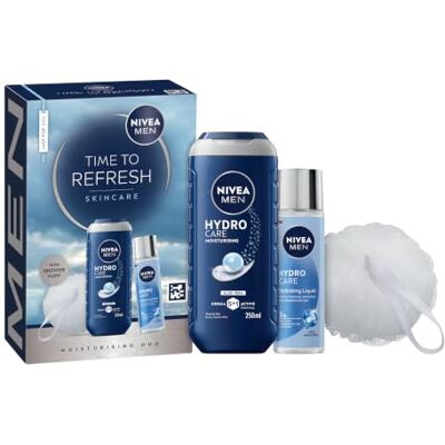 NIVEA MEN TIME TO REFRESH Skincare Gift Set, 3-Piece Collection Hydrating Daily Care Kit, Hydrocare Moisturising Shower Gel & Hydrocare Hydrating Liquid NIVEA MEN TIME TO REFRESH Skincare Gift Set, 3-Piece Collection Hydrating Daily Care Kit, Hydrocare Moisturising Shower Gel & Hydrocare Hydrating Liquid
