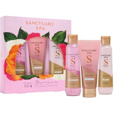 SANCTUARY Spa Lily & Rose Blossoming Spa Trio Gift Set for Women, Body Wash, Body Scrub & Body Lotion, White Lily, Damask Rose & Palmarosa Bath & Body Collection SANCTUARY Spa Lily & Rose Blossoming Spa Trio Gift Set for Women, Body Wash, Body Scrub & Body Lotion, White Lily, Damask Rose & Palmarosa Bath & Body Collection