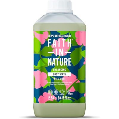 FAITH IN NATURE Natural Wild Rose Body Wash, Balacing Shower Gel, Vegan & Cruelty Free, No SLS or Parabens, 2.5L Refill FAITH IN NATURE Natural Wild Rose Body Wash, Balacing Shower Gel, Vegan & Cruelty Free, No SLS or Parabens, 2.5L Refill