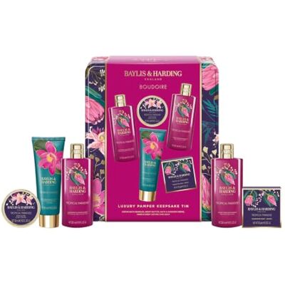 Baylis & Harding Boudoire Luxury Pamper Tin Gift Set 1 Pack Tropical Paradise, Vegan Friendly Baylis & Harding Boudoire Luxury Pamper Tin Gift Set 1 Pack Tropical Paradise, Vegan Friendly