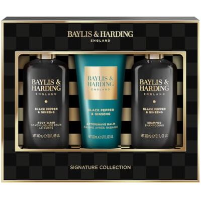 Baylis & Harding Mens Luxury Bathing Trio Gift Set 1 Pack Black Pepper & Ginseng, Vegan Friendly Baylis & Harding Mens Luxury Bathing Trio Gift Set 1 Pack Black Pepper & Ginseng, Vegan Friendly