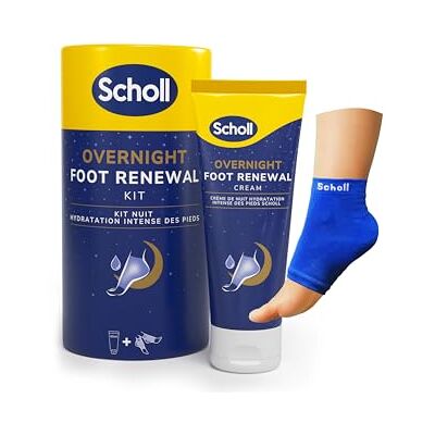 Dr. Scholl's Scholl Overnight Renewal Kit, Footcare Cream 60 ml, Reusable Gel Heel Sleeves 1 Pair Moisturise Dry Feet, Visible Results in 1 Night, Contains 5% Urea and Shea Butter, Podiatrist Approved Dr. Scholl's Scholl Overnight Renewal Kit, Footcare Cream 60 ml, Reusable Gel Heel Sleeves 1 Pair Moisturise Dry Feet, Visible Results in 1 Night, Contains 5% Urea and Shea Butter, Podiatrist Approved